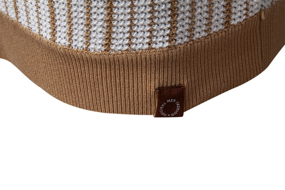 Men's Contrast Stripe Knit Polo Shirt