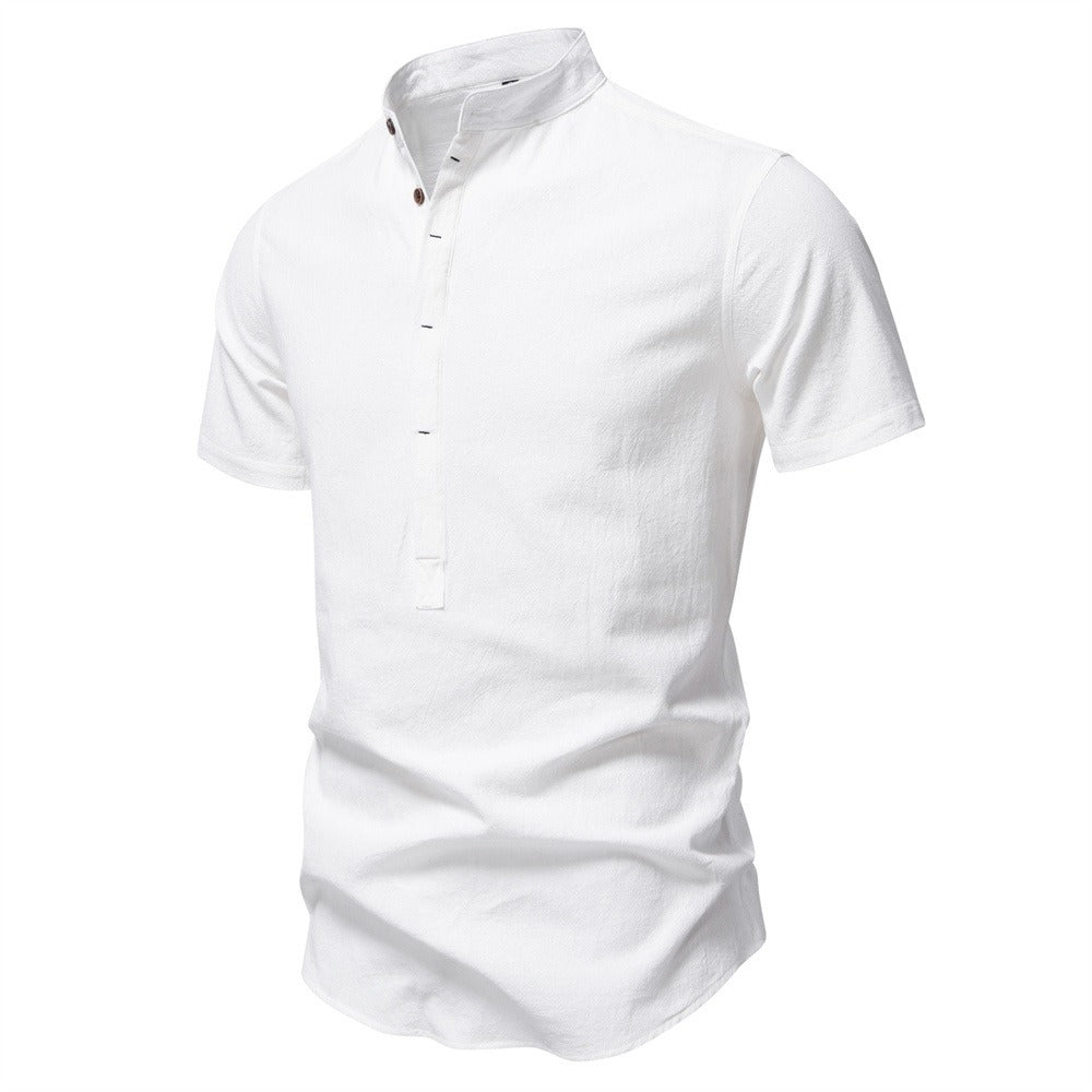 Men's Short Sleeve Henley Button Shirt
