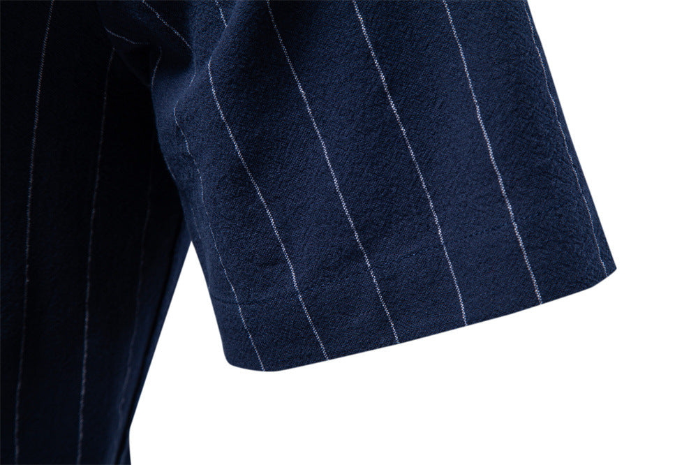 Men's Casual Striped Button-Up Shirt