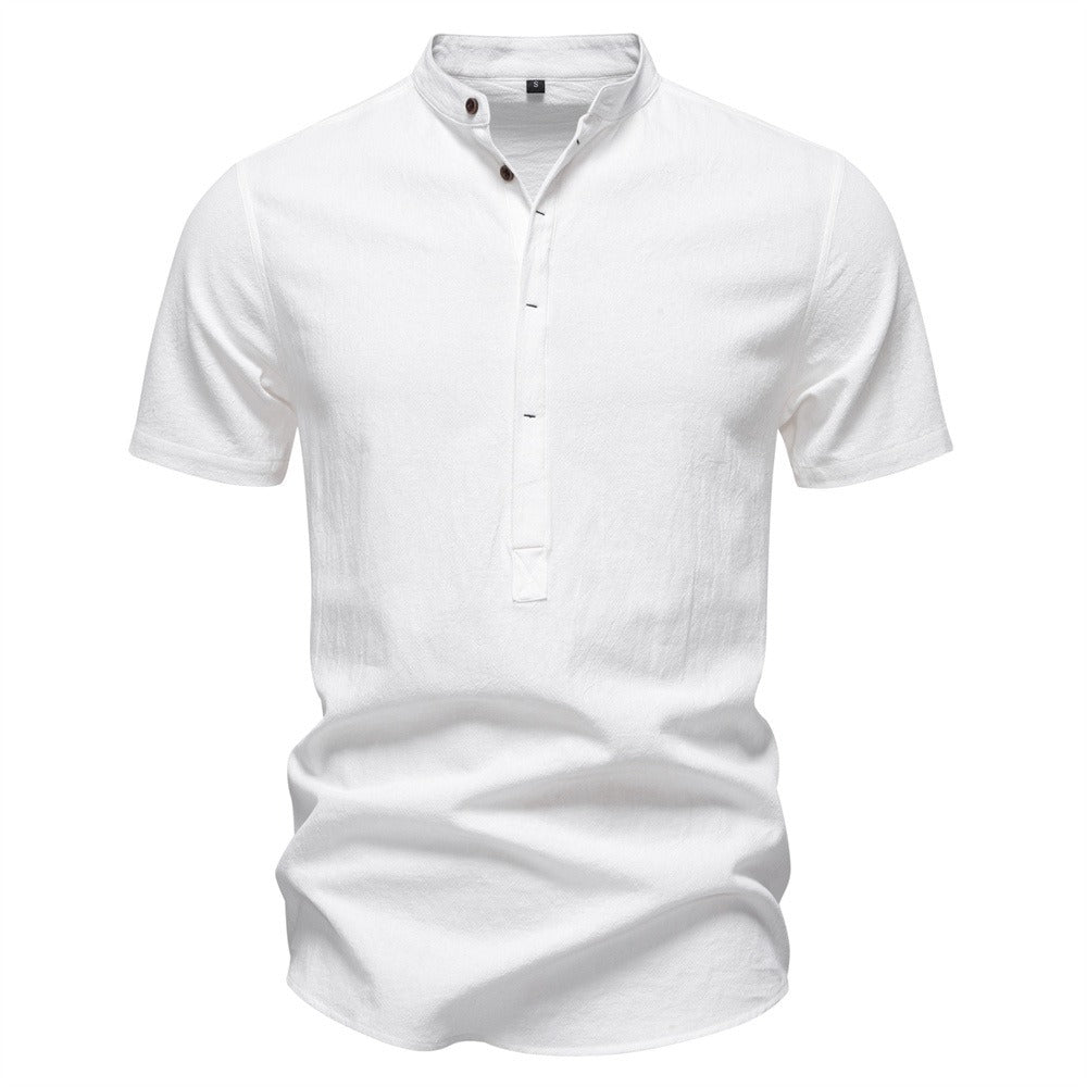 Men's Short Sleeve Henley Button Shirt