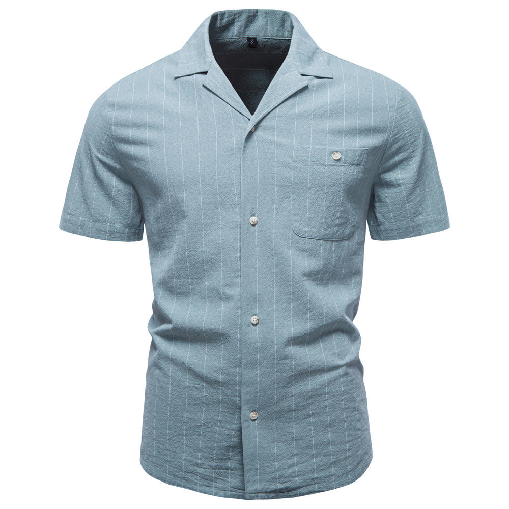 Men's Casual Striped Button-Up Shirt
