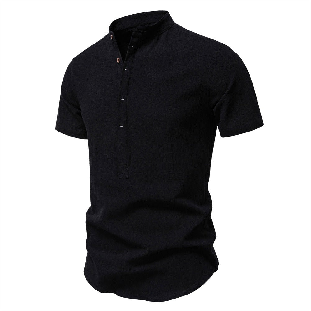 Men's Short Sleeve Henley Button Shirt