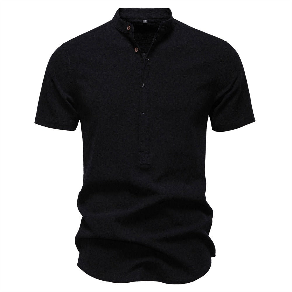 Men's Short Sleeve Henley Button Shirt