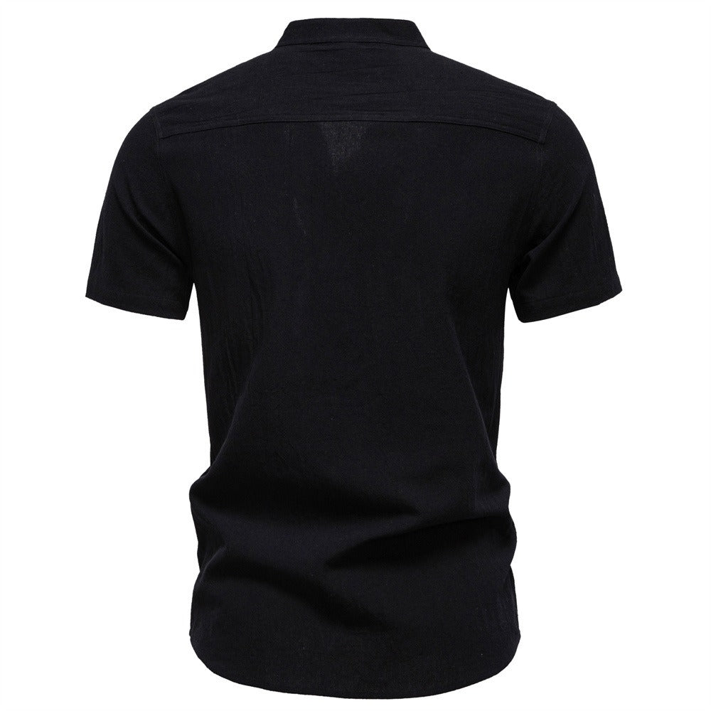 Men's Short Sleeve Henley Button Shirt