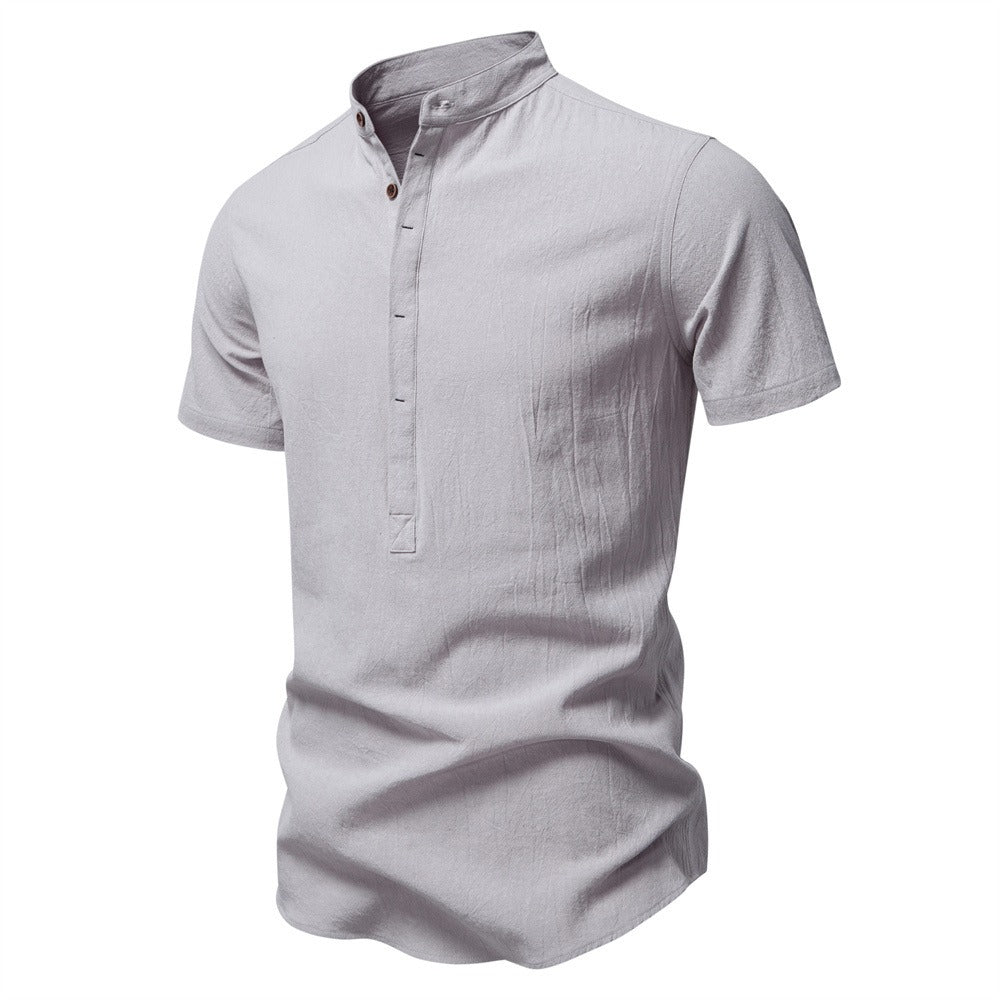 Men's Short Sleeve Henley Button Shirt
