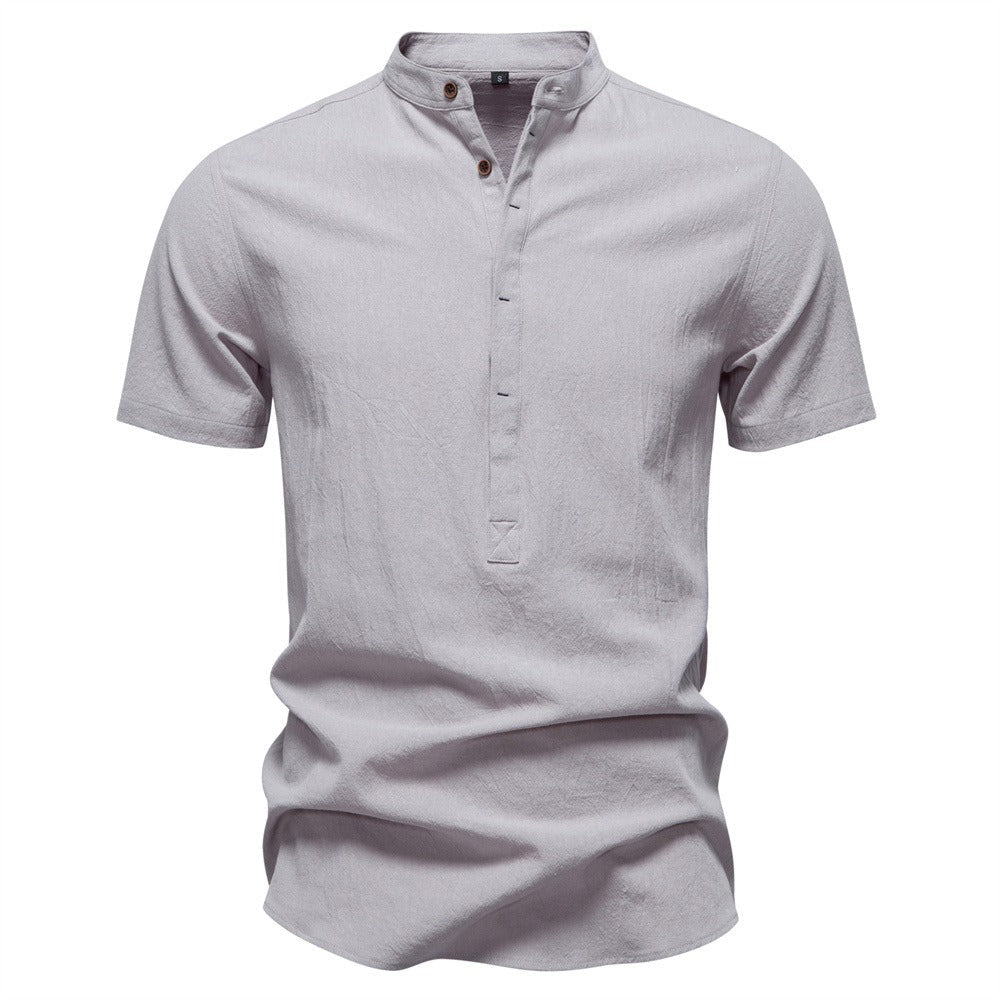 Men's Short Sleeve Henley Button Shirt