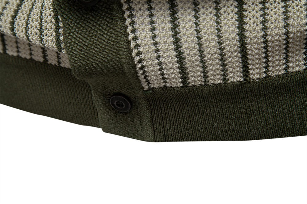 Men's Contrast Stripe Knit Polo Shirt