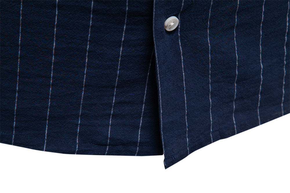 Men's Casual Striped Button-Up Shirt