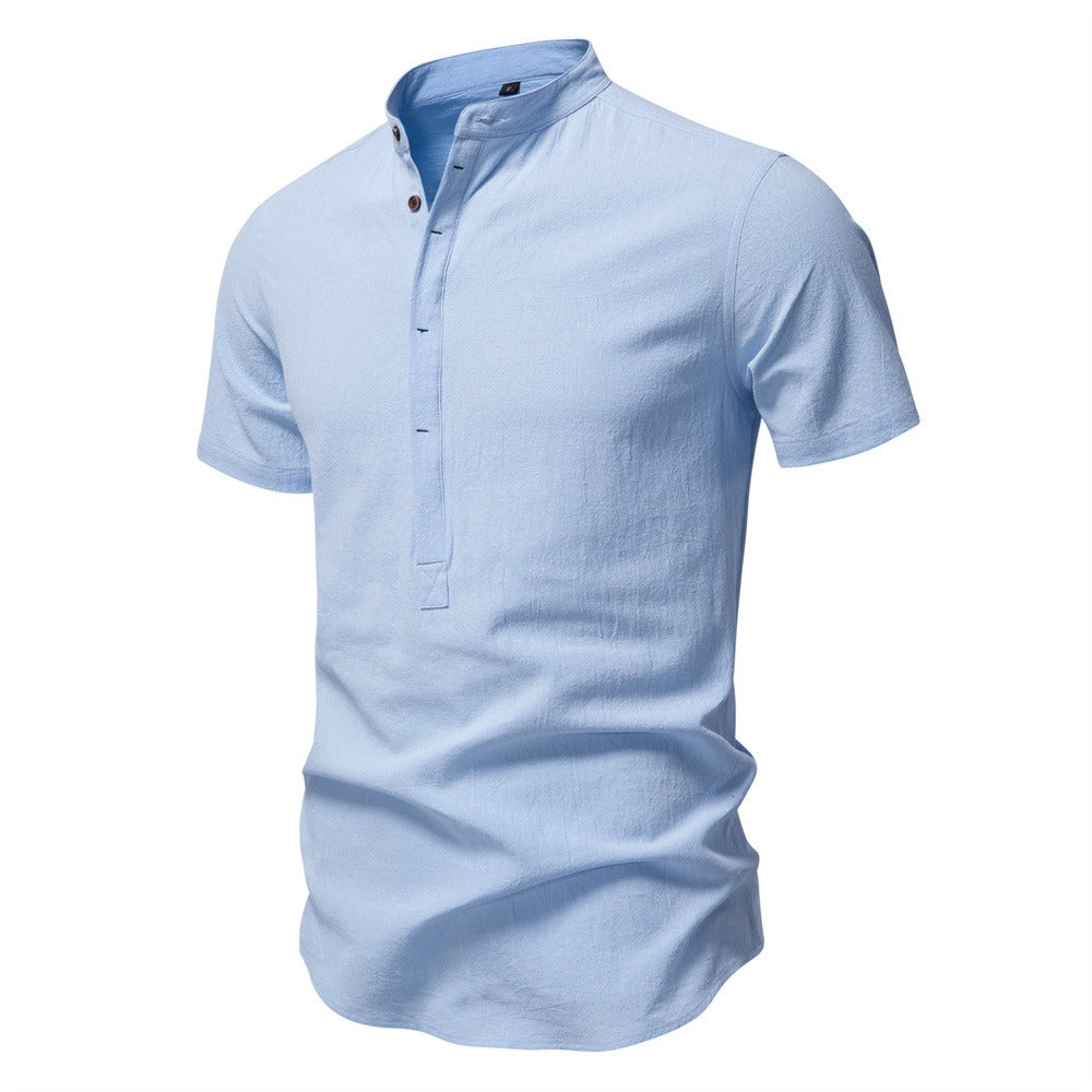 Men's Short Sleeve Henley Button Shirt