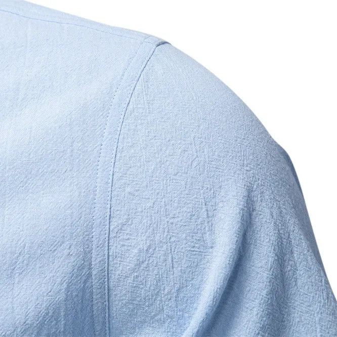 Men's Short Sleeve Henley Button Shirt