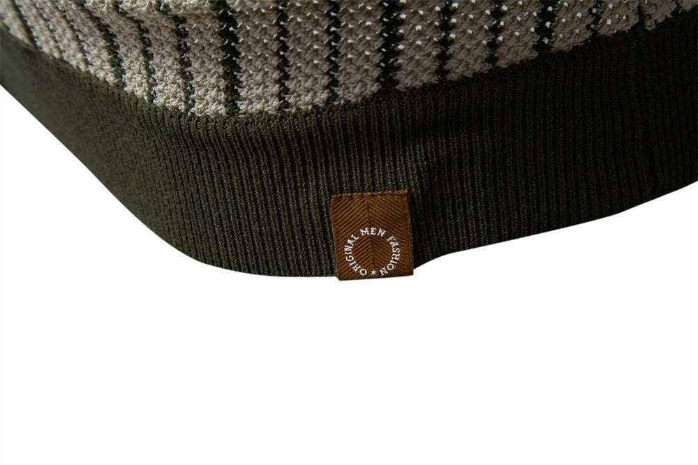 Men's Contrast Stripe Knit Polo Shirt