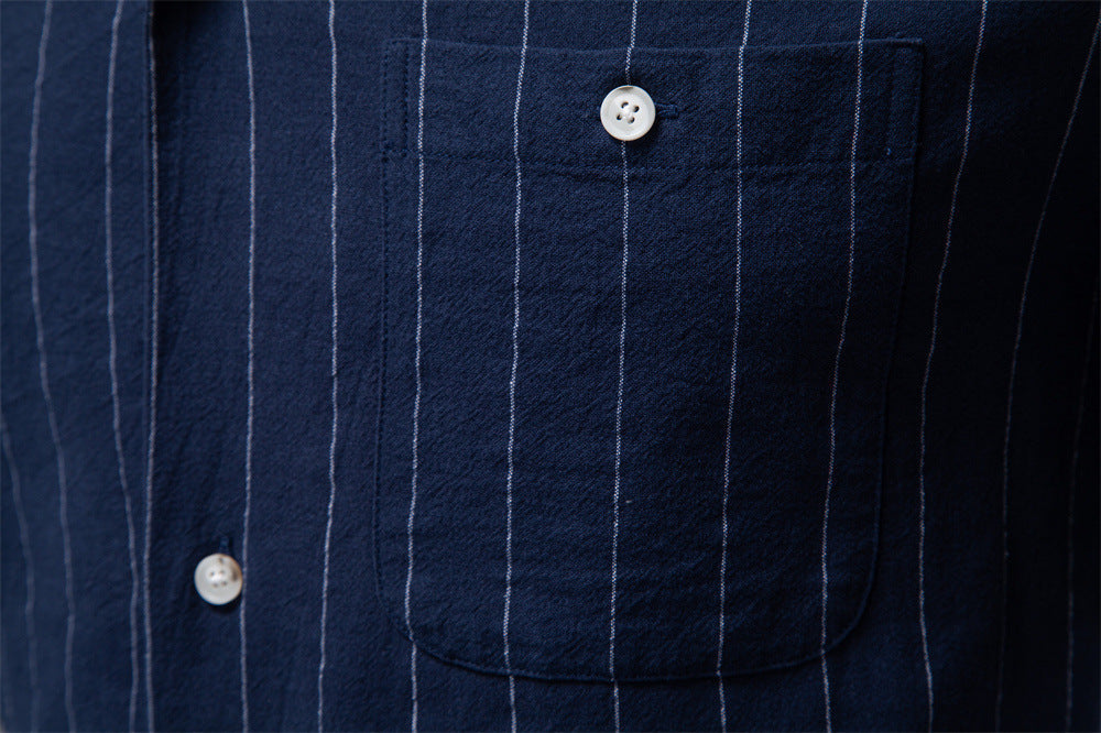 Men's Casual Striped Button-Up Shirt