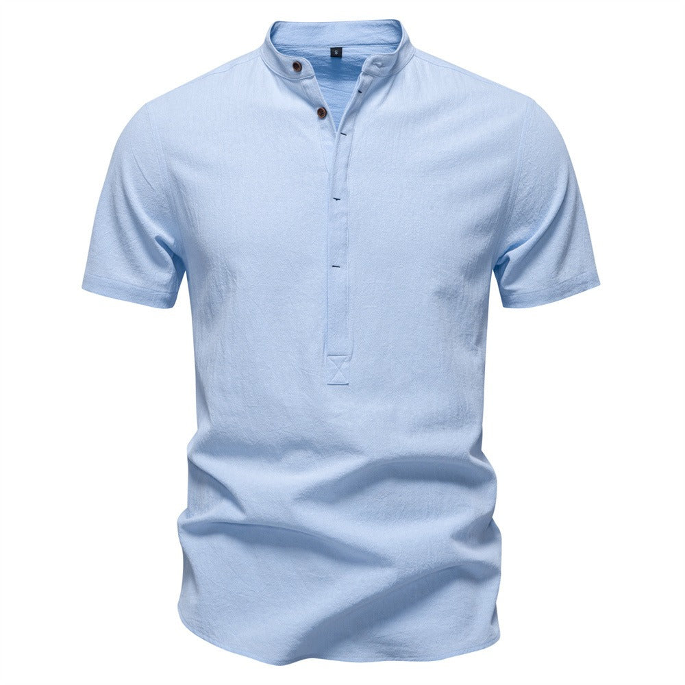 Men's Short Sleeve Henley Button Shirt