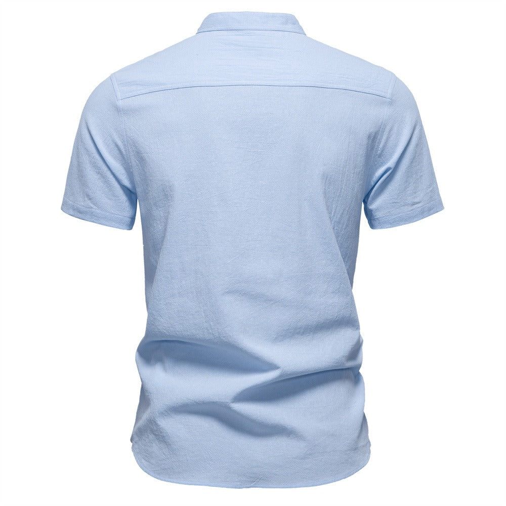 Men's Short Sleeve Henley Button Shirt