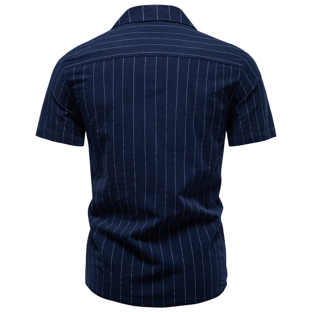 Men's Casual Striped Button-Up Shirt