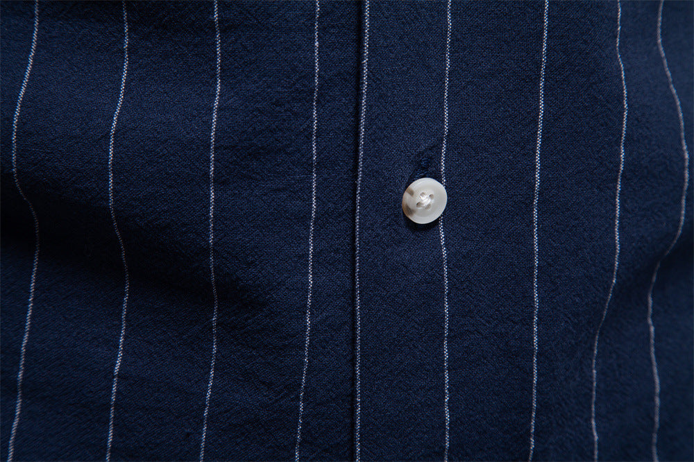 Men's Casual Striped Button-Up Shirt