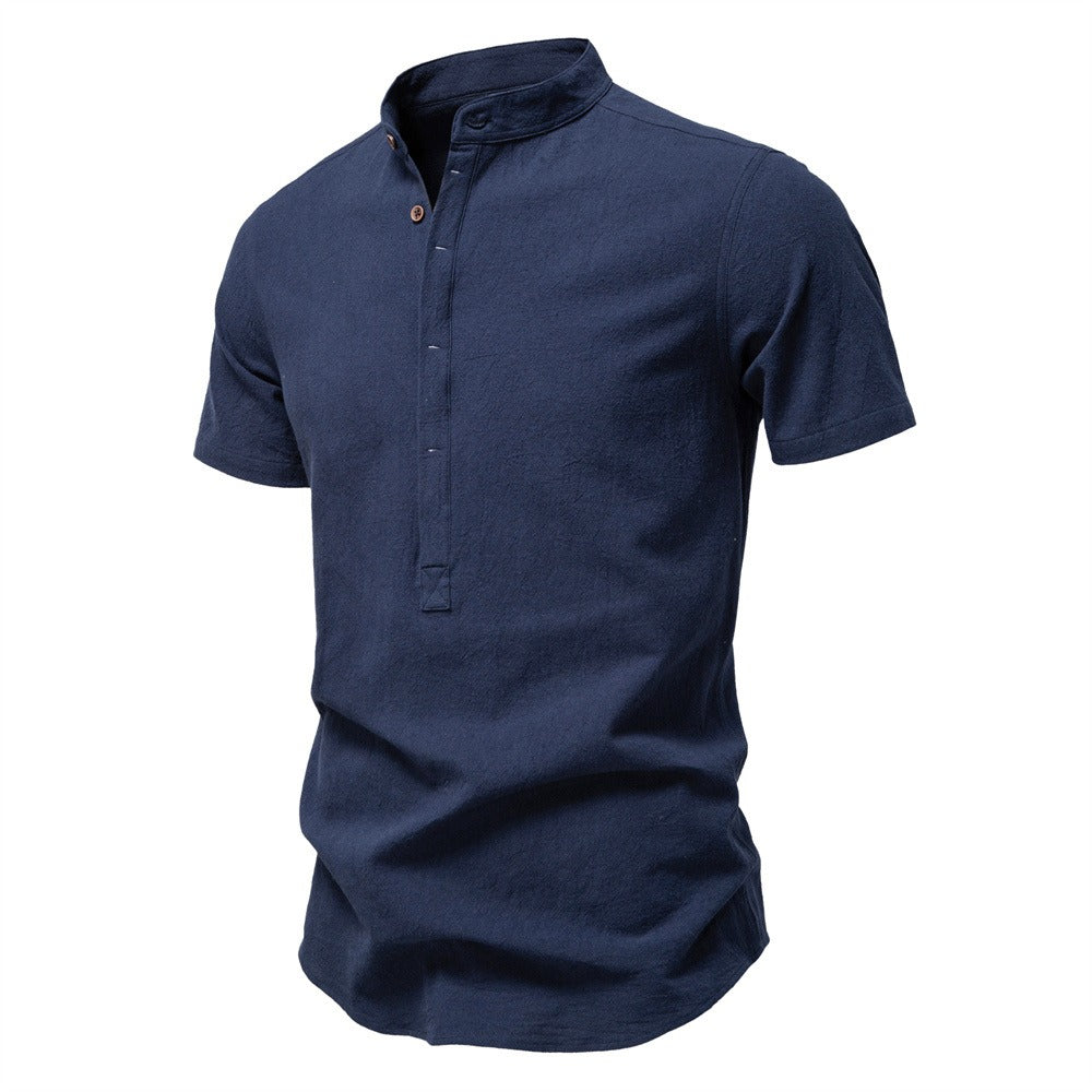 Men's Short Sleeve Henley Button Shirt