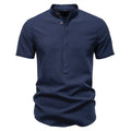 Men's Short Sleeve Henley Button Shirt