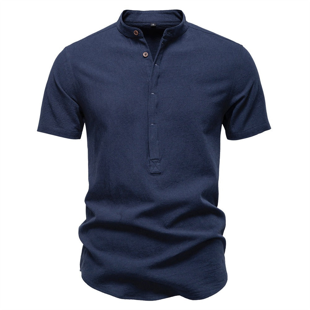 Men's Short Sleeve Henley Button Shirt