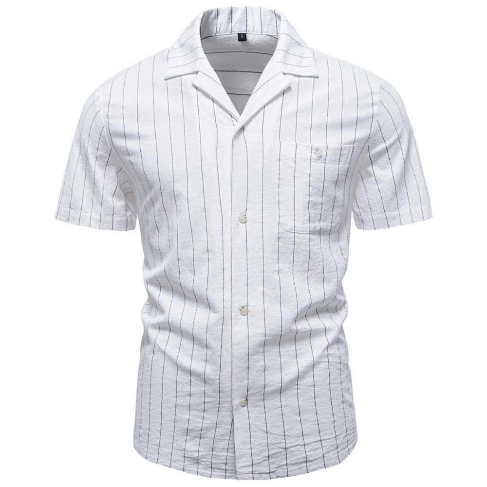 Men's Casual Striped Button-Up Shirt