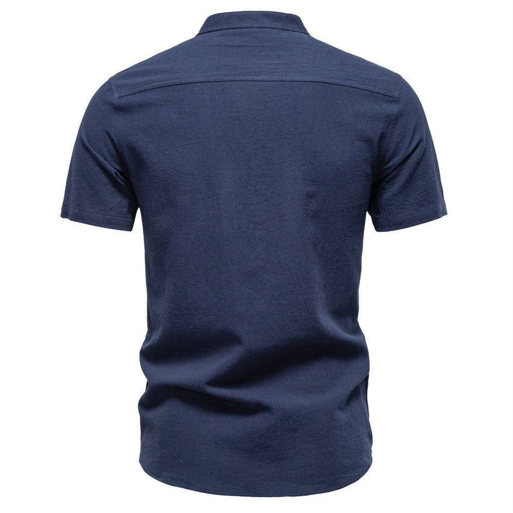Men's Short Sleeve Henley Button Shirt