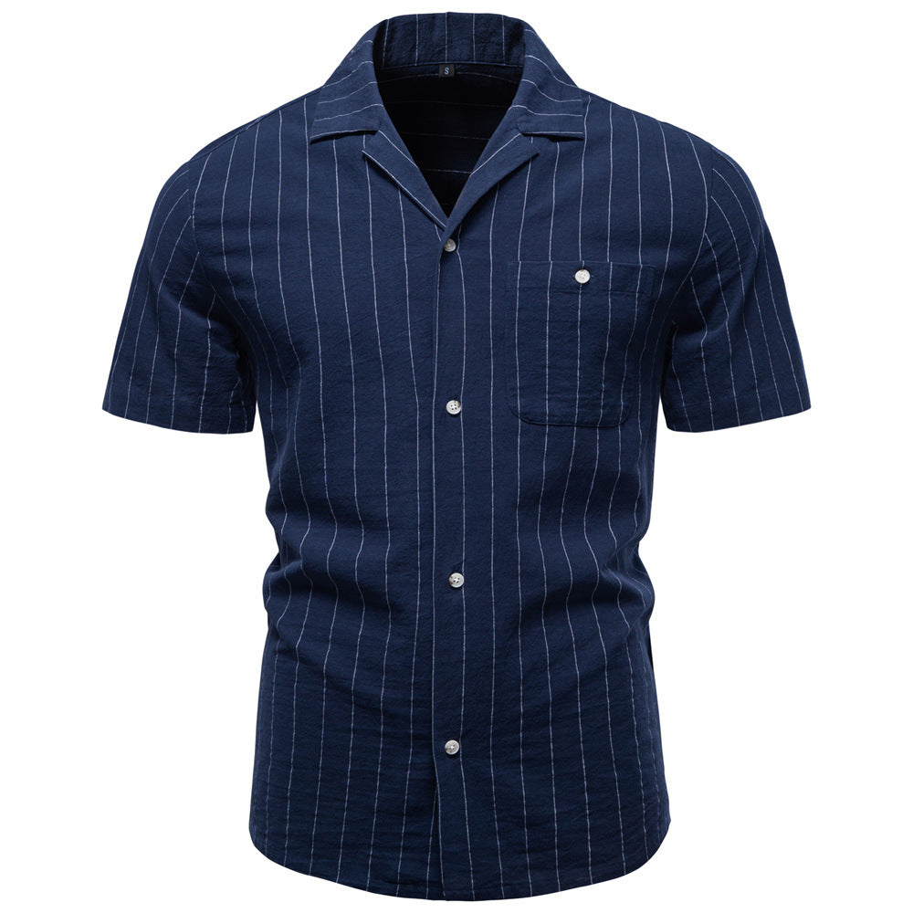 Men's Casual Striped Button-Up Shirt