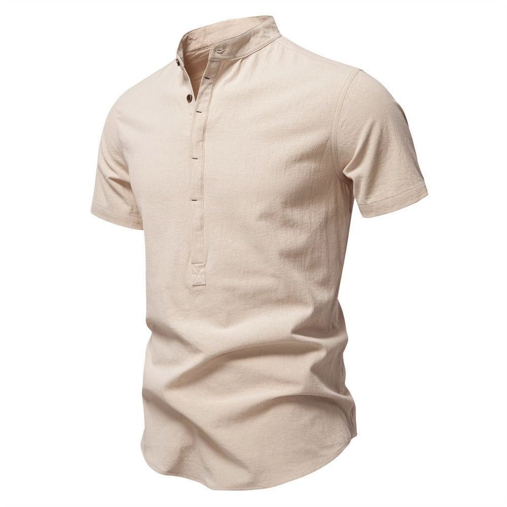 Men's Short Sleeve Henley Button Shirt