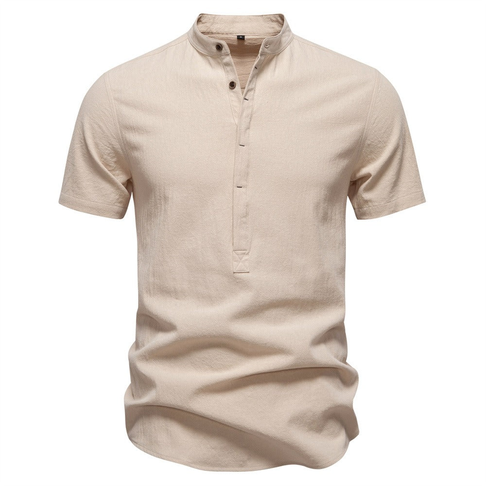 Men's Short Sleeve Henley Button Shirt