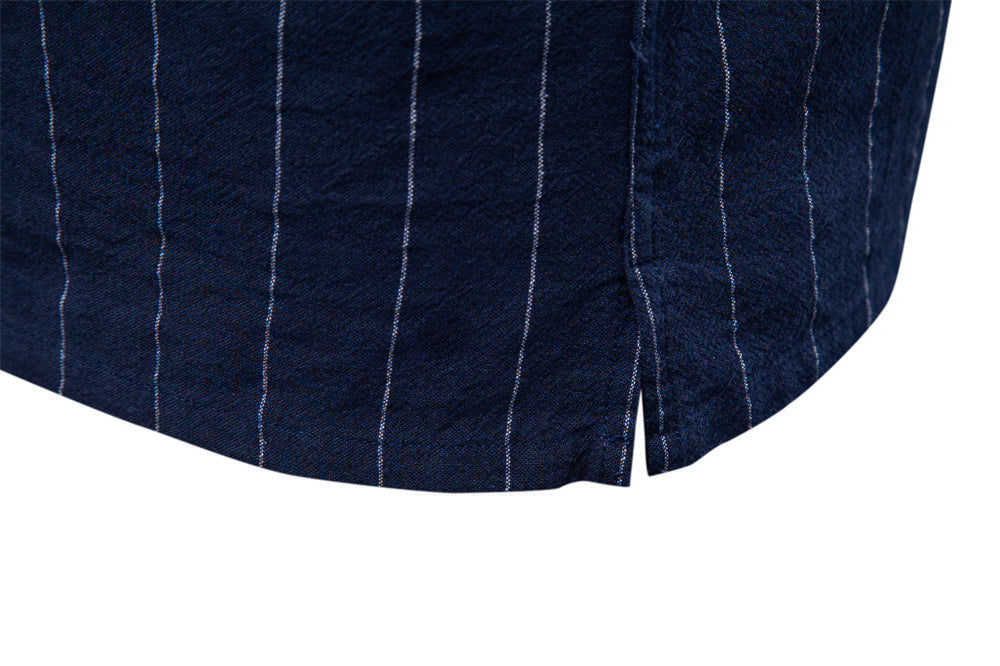 Men's Casual Striped Button-Up Shirt