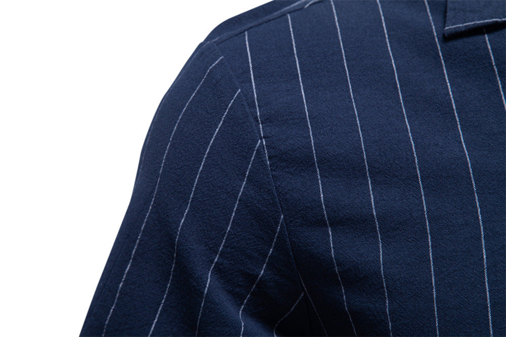 Men's Casual Striped Button-Up Shirt