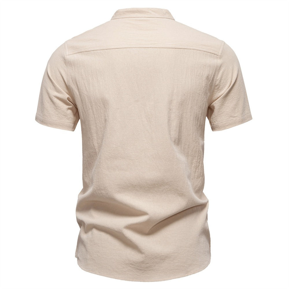 Men's Short Sleeve Henley Button Shirt