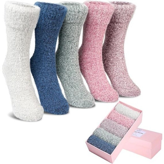 5 Pairs Women’s Cozy Fuzzy Socks – Warm, Comfortable, Casual Winter Socks