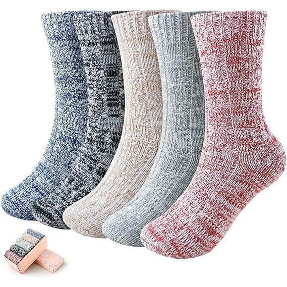 5 Pairs Women’s Knit Winter Socks – Soft, Warm, Cozy Home & Sleep