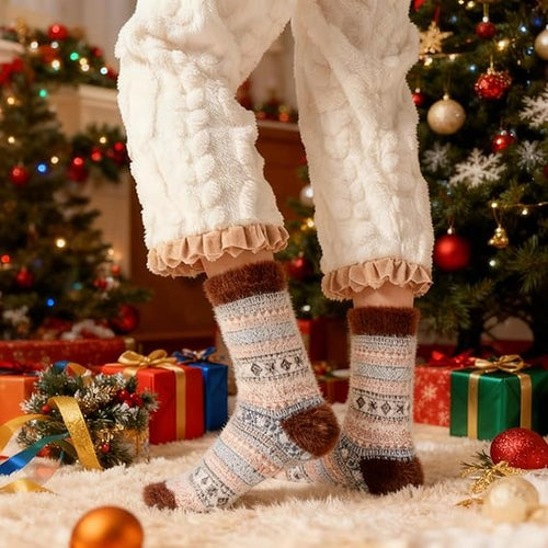 5 Pairs Women’s Cozy Fuzzy Socks – Warm Winter Sleep & Casual Socks