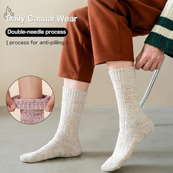 5 Pairs Women’s Knit Winter Socks – Soft, Warm, Cozy Home & Sleep