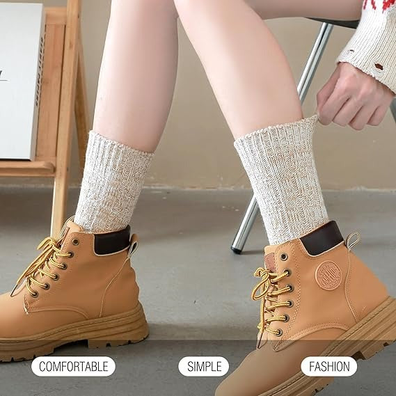 5 Pairs Women’s Knit Winter Socks – Soft, Warm, Cozy Home & Sleep