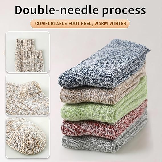 5 Pairs Women’s Knit Winter Socks – Soft, Warm, Cozy Home & Sleep