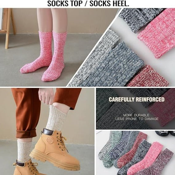 5 Pairs Women’s Knit Winter Socks – Soft, Warm, Cozy Home & Sleep