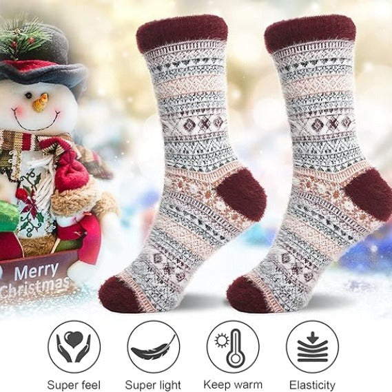 5 Pairs Women’s Cozy Fuzzy Socks – Warm Winter Sleep & Casual Socks